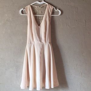 Cream tie lace back dress